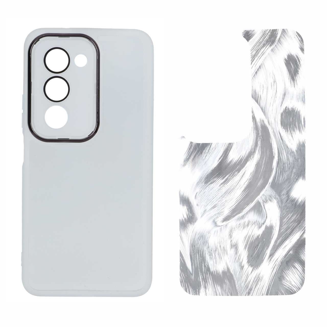 قاب ژله ای لنز گلس دار با کاور اطلسی Xiaomi Redmi 15 4G - نقره ای